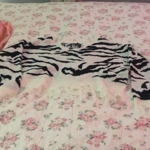 zebra print sweater crop top